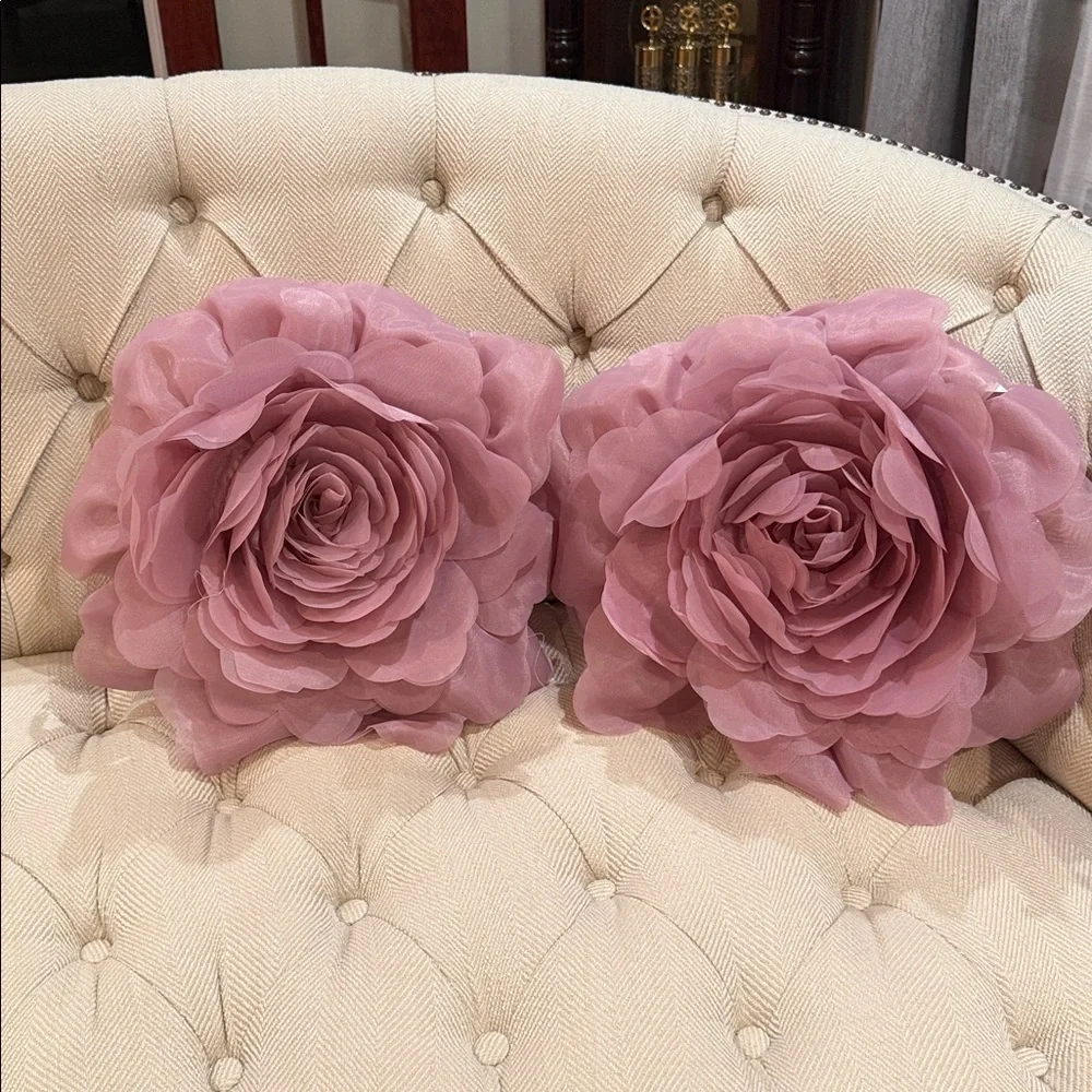 Blush Pink Decorative Rose Accent Pillow - Brand